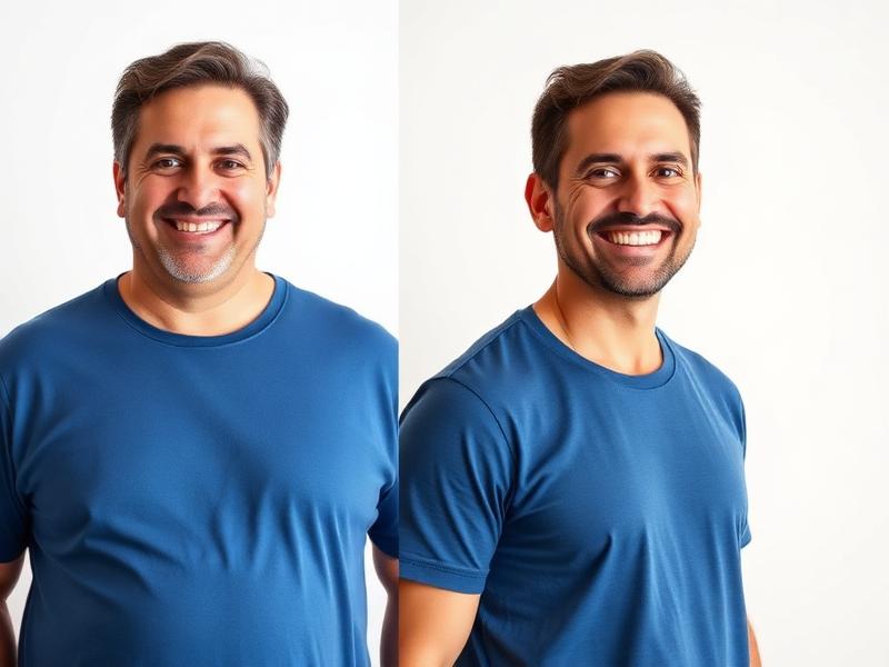 Antes e depois de Rodrigo, que perdeu 18 kg acompanhando o tratamento no RosaMon